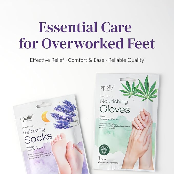 Epielle Relaxing Foot Masks 6 Pairs, Deep Moisturizing Socks for Dry Feet & Cracked Heels, Relieve and Soften with Melatonin & Lavender Extract, Korean Skin Care, Foot Spa, Self Care Gifts for Women