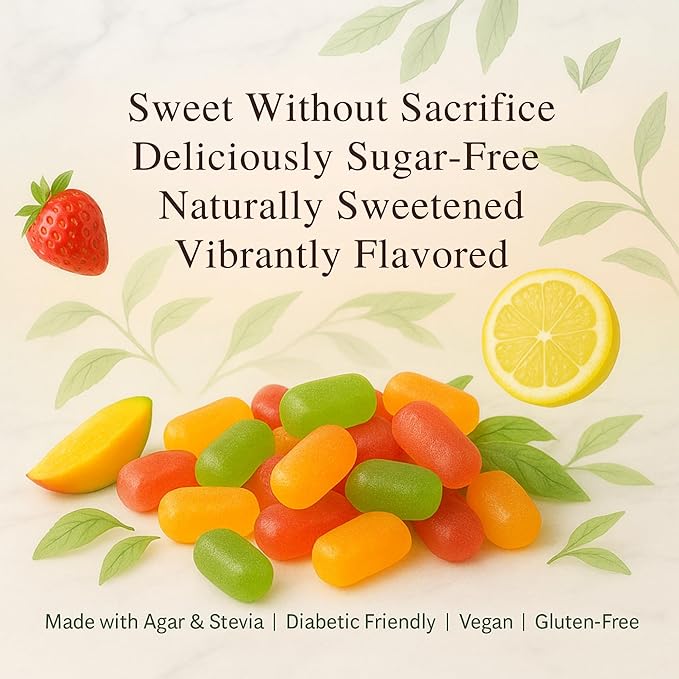 Andy Anand Chocolatier Sugar Free Gummies - Made with Agar & sweetened with Stevia Amazing & Decadent Treats, Diabetic Friendly Flavors, Delicious Birthday Gift, Gourmet Food, Mother's Day Gift (7 Oz)