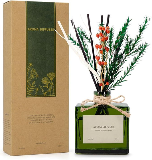 Reed Diffuser, 6.09oz Sweet Berry Scent Diffuser with Sticks & Dried Flowers, 120 Days Long Lasting Reed diffusers for Home, Elegant Fragrance for Bathroom Bedroom Office Decor, Air Fresh