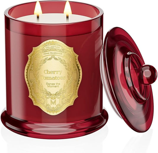 M&SENSE Tomato Leaf Candles for Home Scented, 2 Wick 12.7oz Soy Wax Candles Non Toxic,70 Hours Long Burning,Luxury Candles Gift for Stress Relief, Meditation, Yoga