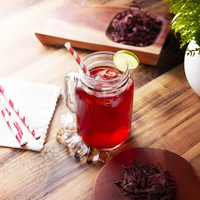 FullChea- Hibiscus Flowers, 4oz/114g, Cut & Sifted - Dried Hibiscus Tea Loose Leaf - Flor de Jamaica - Non-GMO - Caffeine-free - Support Digestion