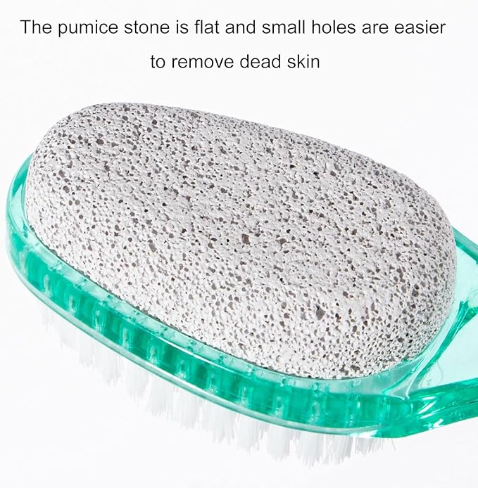 4 Pcs Foot Brush for Shower with Handle 2 in 1, Large Foot Pumice Stone Brush Scrubber Foot File Calluses Remove Suitable for Horniness Foot Spa, Foot Care Smooth Skin (Green)