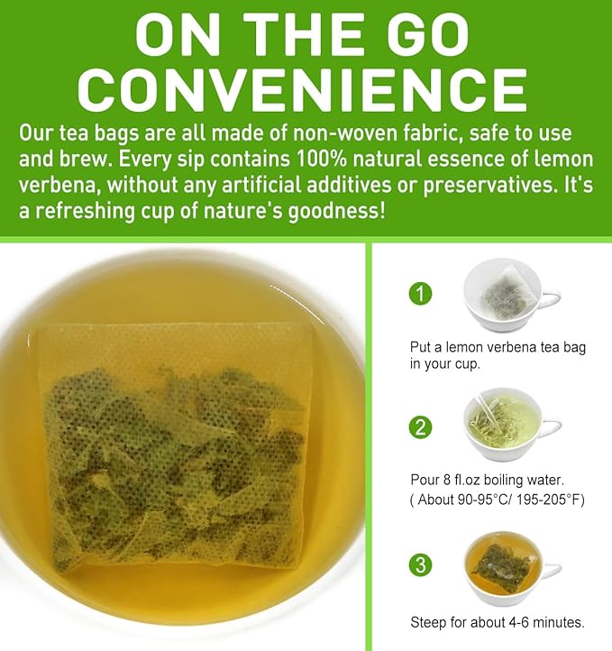 Olvvla - Premium Lemon Verbena Tea Bags - 1.5g X 30 Count - Pure Natural Cedron Herb - Caffeine-free - Non-GMO - Lemon Tea - Verbena Tea - Support Digestion & Promote Relaxation
