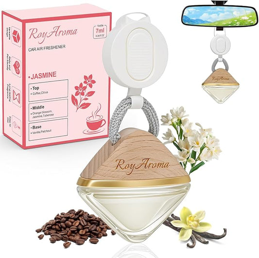 Luxury Car Perfume Diffuser with Adjustable Rope | Hanging Car Air Freshener for Men & Women | Long Lasting Essential Oil Cars Fresheners for Auto, Home, Office | Jasmine