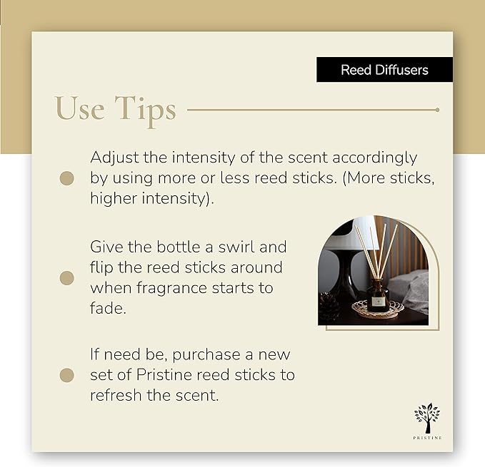 PRISTINE Himalayan Tea/Inspired by Westin Hotel Reed Diffuser for Home | Fresh Bergamot/White Tea Room Fragrance Reed Diffusers, Oil & Room Diffusers with Reed | Home Fragrance Scent Diffuser