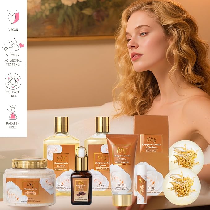 Christmas Gifts for Women - 10-Piece Honey Almond Bath & Body Gift Set for Women Spa Gift Basket Self Care Kit with Bath Bomb & Moisturizers | Mothers Day, Birthday Gifts, All Occasion Holiday Present