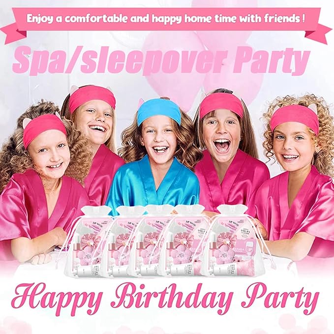 Spa Party Supplies for Women Girl,45pcs/5 Set Sleepover Party Favors With Facial Masks Skincare,Face Cleanser,Serum, Hand Cream,Lip Mask,Foot Bath Bombs,Gift for Spa,Sleepover,Birthday