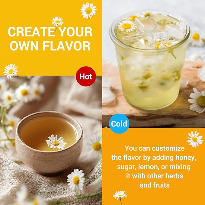 Chamomile Tea Bags, Chamomile Flower Herbal Tea - Sugar-Free, Caffeine-Free, 50 Teabags