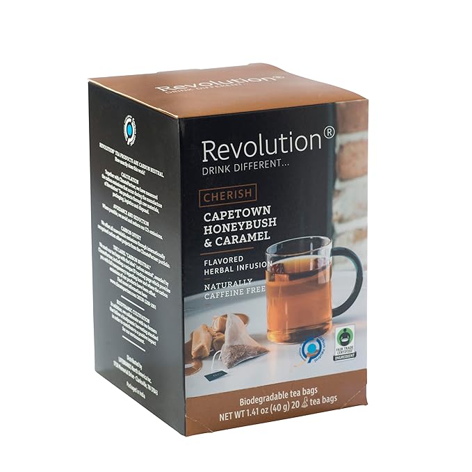 Revolution Tea CHERISCH Capetown Honeybush & Caramel Rooibos Tea - 20 Count, Sweet Rooibos Indulgence
