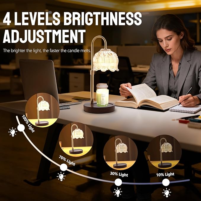 GEEZO Fragrance Candle Warmer Lamp,Electric Candle Warmer with Timer & Dimmer,Mom Christmas Birthday Gifts for Women, House Warming Gifts New Home Bedroom Decor