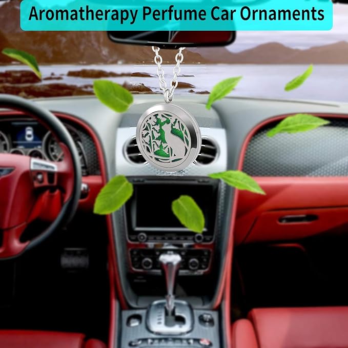 Essential Oil Diffuser Necklace, Aromatherapy Perfume Stainless Steel Cat Locket Pendant Jewelry Christmas Birthday Gift for Women Men Teen