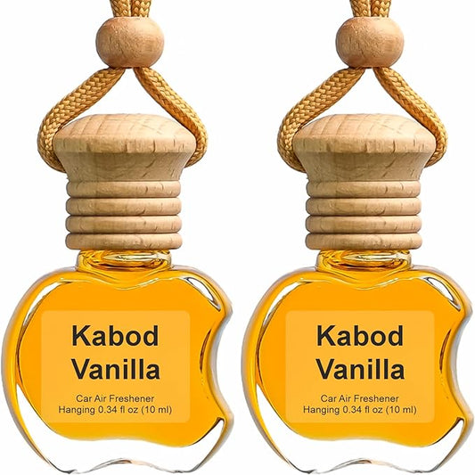 Kabod Premium Vanilla 2‑Pack Car Air Freshener | Hanging Essential Oil Diffuser | Natural Long‑Lasting Vanilla Scent | Odor Eliminator | 10 ml Each