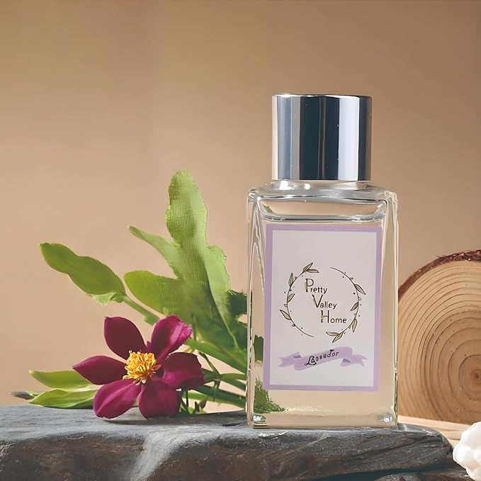 Reed Diffuser Set, Pretty Valley Home Mini Gypsum Flower Fragrance Diffuser Lavender 1.01 fl oz (30 ml), Home Fragrance Reed Diffuser for Bathroom Office Living Room Dining Table Decor (Lavender)