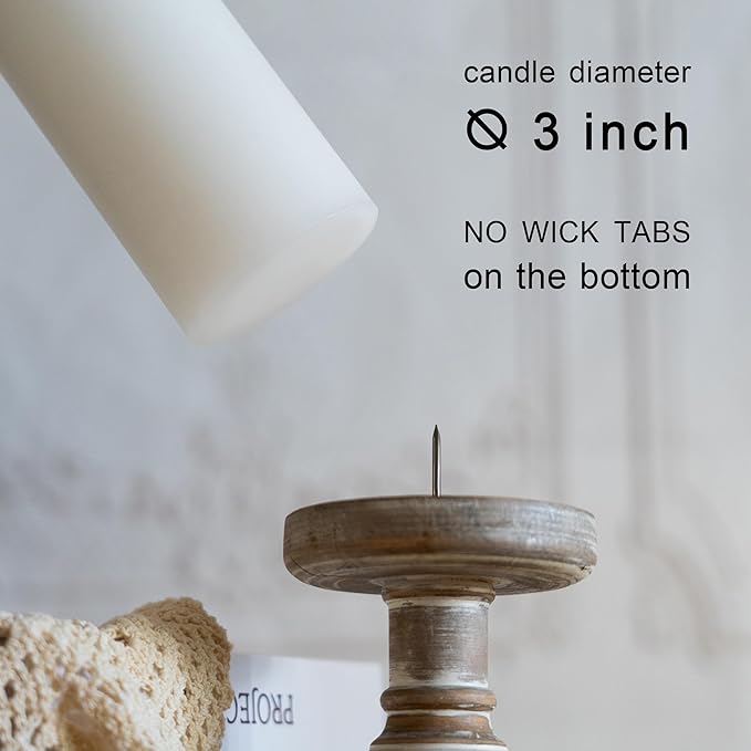 MOZEAL 3" x 4" Hand-Poured Unscented Candle,Dripless Pillar Candle Set of 3,Long Clean Burning,Approx 72 Hours Burn Time,Rustic Country Style,Wedding,Dinner,Christmas and Home Decor,Green