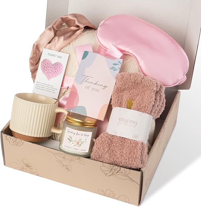 Thinking Of You Gift, Get Well Gifts For Women, Birthday Gifts For Women, Condolences Gift Basket For Loss, Feel Better, Care Package, Self Care Kit, Sympathy Basket For Mom, Daughter, Sister, Friend