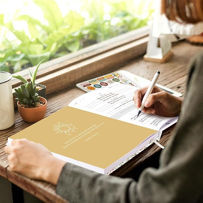 Lanpn Daily Gratitude Journal for Woman Men, 4 Month Affirmation & Mindfulness Planner, 7.8"x9.2" The 5 Minute Grateful Guided Diary, Undated Reflection Notebook with Positivity Prompts & Quotes
