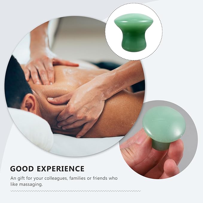 Jade Massager: Mushroom Gua Sha - 2Pcs Green Jade Quartz Mushroom Face Massage Rollers Stones Scraping Massage Tool for Men Women, Massager for Face, Eyes, Relieve Fine Lines and Wrinkles