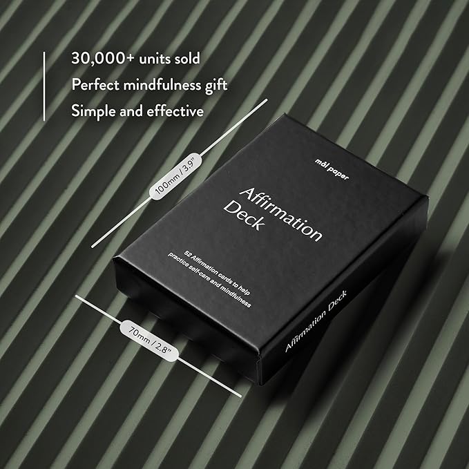 Mal Paper Affirmation Card Deck - 52 Pack | Great for Mindfulness Challenge, Mantras, Meditation Tools, Inspirational Cards and as a Positive Thinking Tool | Gratitude Card Gifts for Men and Women