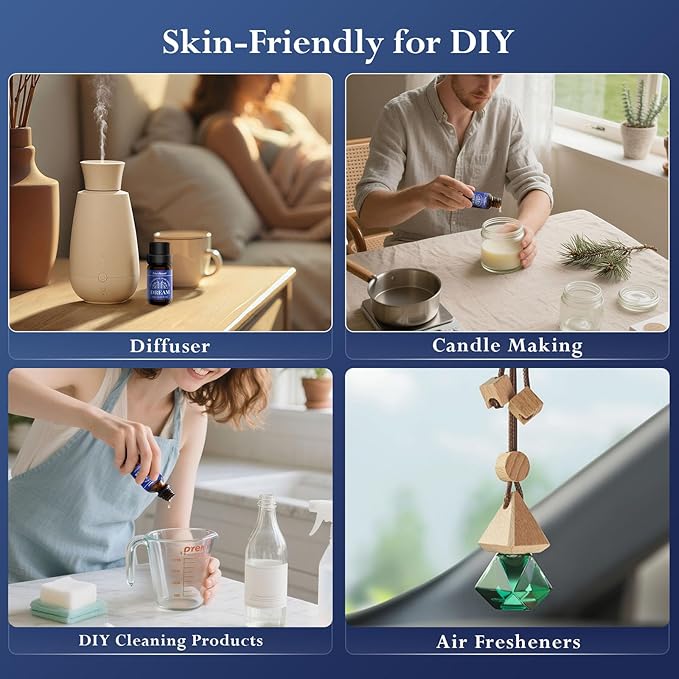 Essential Oil Set, Blended Essential Oils for Diffusers for Home Candle & Soap Making, Scented Voyage with Six Scents for Aromatherapy & Humidifiers, 6 x 10ml