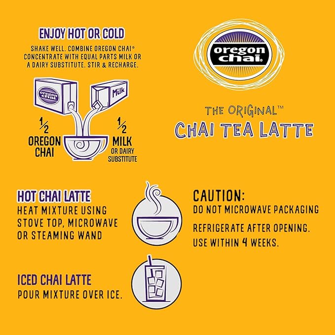 Oregon Chai Sugar Free Chai Concentrate, 32 Fluid Ounce (Pack of 6)