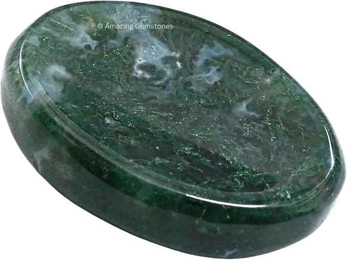 Amazing Gemstone Moss Agate Worry Stone Crystals and Healing Stones - Worry Stones for Stress Relief Gifts - Piedra Crystal Fidget for Meditation, Calming, Relaxation