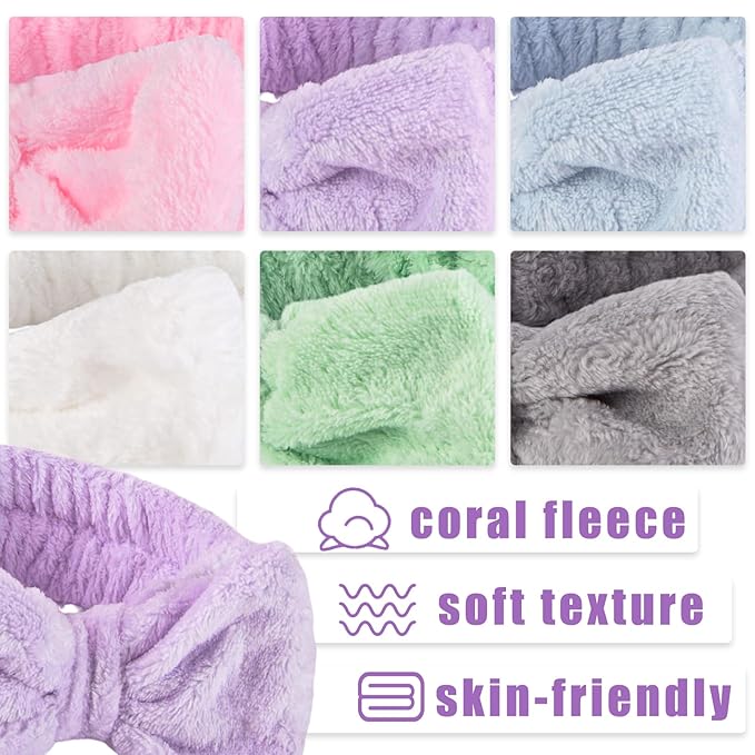 Shindel 6PCS Spa Headbands for Women, Skincare & Makeup Headbands for Face Washing, Gift for Teen Girls (Assorted Colors)