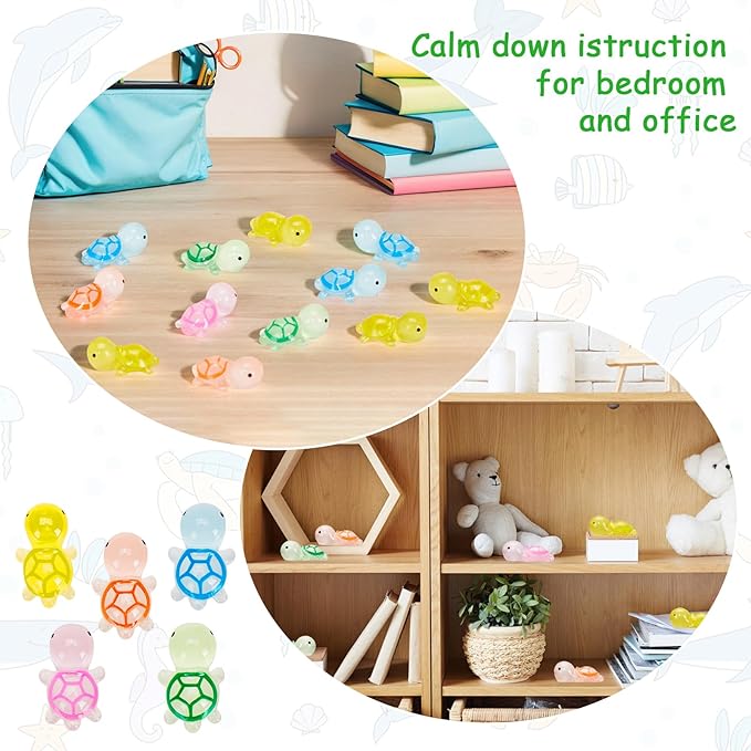 50 Set Employee Appreciation Gifts Bulk, You're Turtley Awesome Inspirational Turtle Gift - Glow in the Dark Mini Turtles with Greeting Cards - Appreciation Gifts for Staff, Volunteer, Teacher