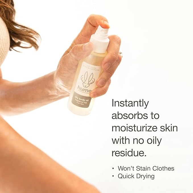 HUME SUPERNATURAL Dry Body Oil Spray - Moisturizing Oil for Dry Skin, After Shower Body Oils for Women and Men, Oil Body Spray, Nourishing, Hydration, Glow, Fragrance Free, 1 Pack