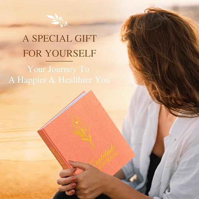 Lanpn Daily Gratitude Journal for Woman Men, 4 Month Mindfulness & Affirmation Planner, 7.8"x9.2" The 5 Minute Grateful Diary, Guided Reflection with Positivity Prompts Undated Notebook, Brick Red