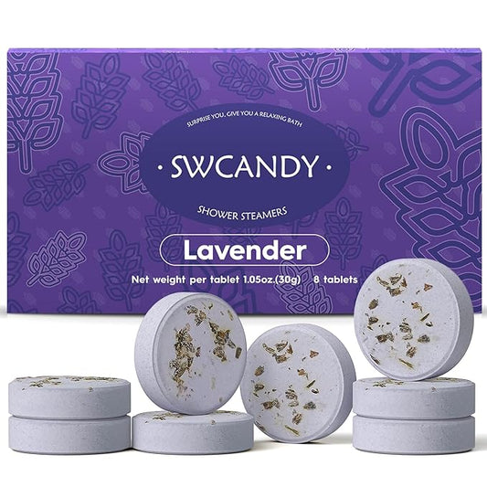 Shower Steamers Aromatherapy Birthday Day Gifts 8 Pcs Lavender - Shower Bombs with Essential Oils Bath Bombs Birthday Gifts for Women
