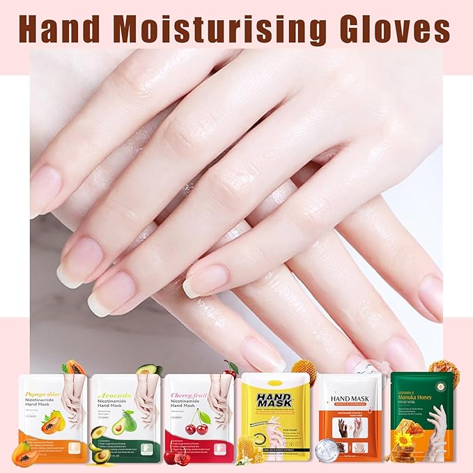 6 Pairs Hand Mask for Dry Cracked Hands,Nourishing Moisturizing Gloves,Hands Moisturizer for Deep Moisturizing,Silky Smooth Moisturizing Gloves,Hand Care Mask Set(B)