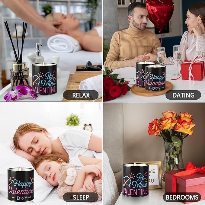 2Pack Valentine's Day Scented Candle Gift Set, Aromatherapy Candles for Home, 9oz Lavender Long Burning Soy Candles for Women,Men, Anniversary Present