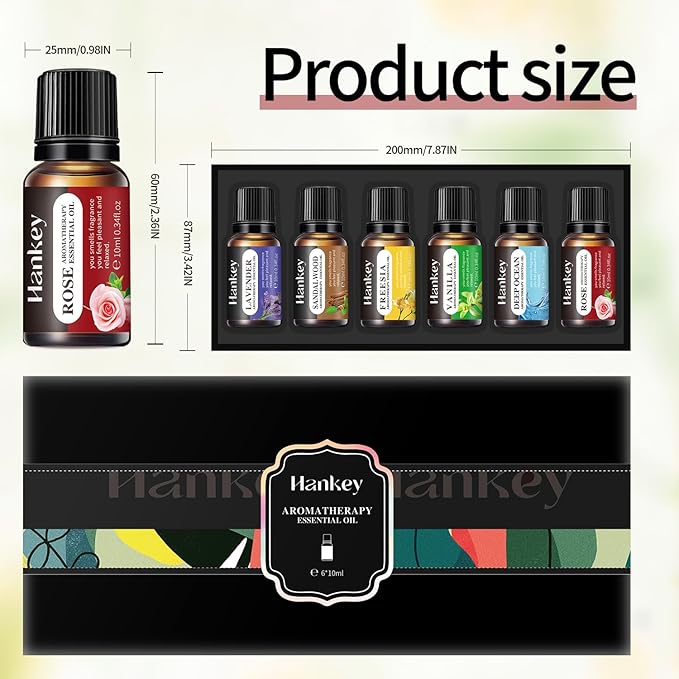 6-Piece Essential Oil Set - Lavender, Rose, Vanilla, Sandalwood, Freesia & Deep Ocean - 100% Pure Aromatherapy Oils for Relaxation, Sleep & Mood - Therapeutic Grade, Undiluted, Gift Ready