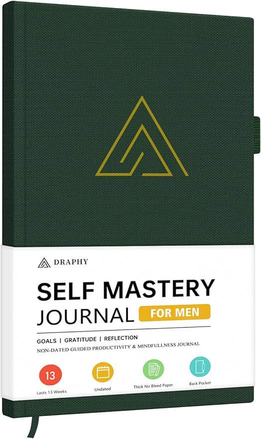 Self-Mastery Journal for Men - Gratitude and Productivity Journal for More Happiness, Positivity, Growth, Mindfulness, Self Care and Reflection - Guided Inspirational Journals for Men & Women