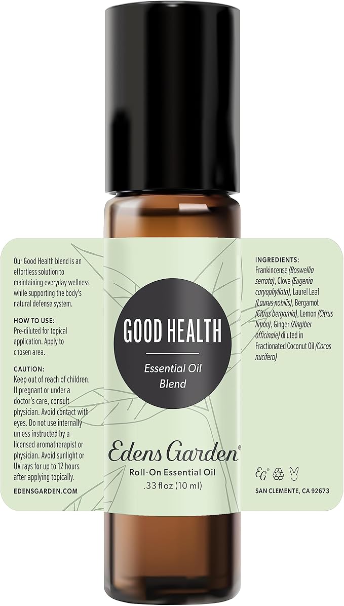 Edens Garden Good Health Essential Oil Roll-On Blend- 100% Pure Premium Grade, Natural, Therapeutic, Aromatherapy, Kid & Skin Safe, The Best For Comfort, Health, Wellness Pre-Diluted 10 ml (.33 fl oz)