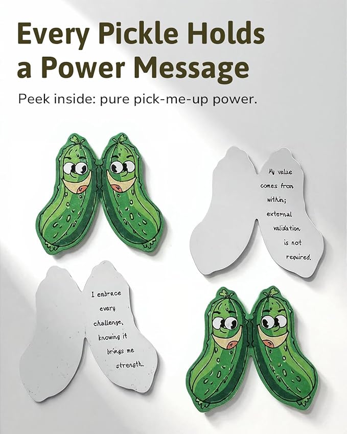 Positive Pickle Affirmation Cards Jar,60 Daily Affirmations, Emotional Support Pickle with Positive Messages, Encouragement Present for Women, Teens,girls,and Friends