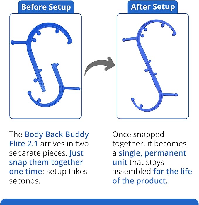 Body Back Buddy Elite Trigger Point Massage Tool, Neck and Back Massager Handheld, Manual Self Massager, Massage Cane, Muscle Knot Remover with Instructions, 2-Pack Bundle (Blue)