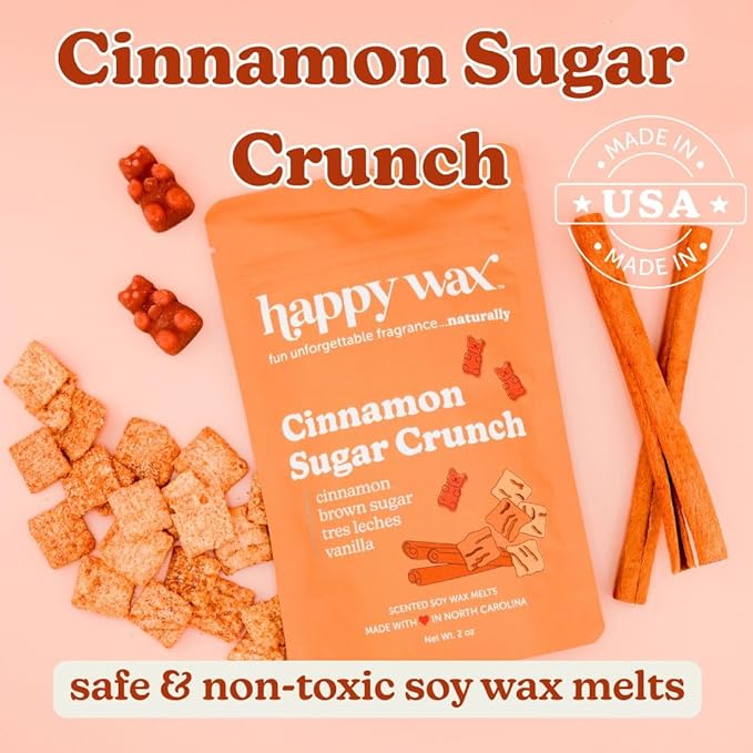 Happy Wax Cereal Mix Premium Scented Natural, Non Toxic Soy Wax Melts – 6 Total Oz. of Scented Wax Melts Includes: Cinnamon Sugar Crunch, Magic Marshmallows and Sweet Fruity Cereal