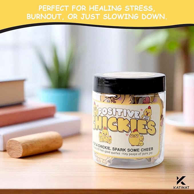 60 Positive Chick Cards Jar β 60 Affirmation Cards for Anxiety & Self Care, Teens, Emotional Support Chickies, CHicken Gifts, chicken gift For Women, Funny ChickEn gifts, ChicKen Stuff