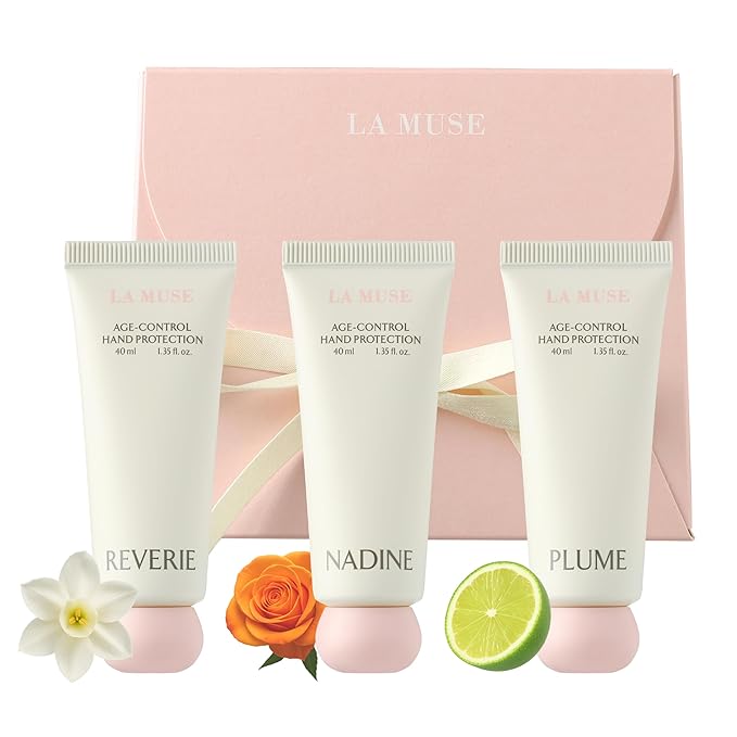 LA MUSE Age-Control Hand Protection | 3-Piece, Hand Cream Gift Set | Luxury Perfumed Hand Cream for Women | Shea Butter Nourishes & Protects Dry, Aging Hands | Fast-Absorbing & No Grease, Silky Finish