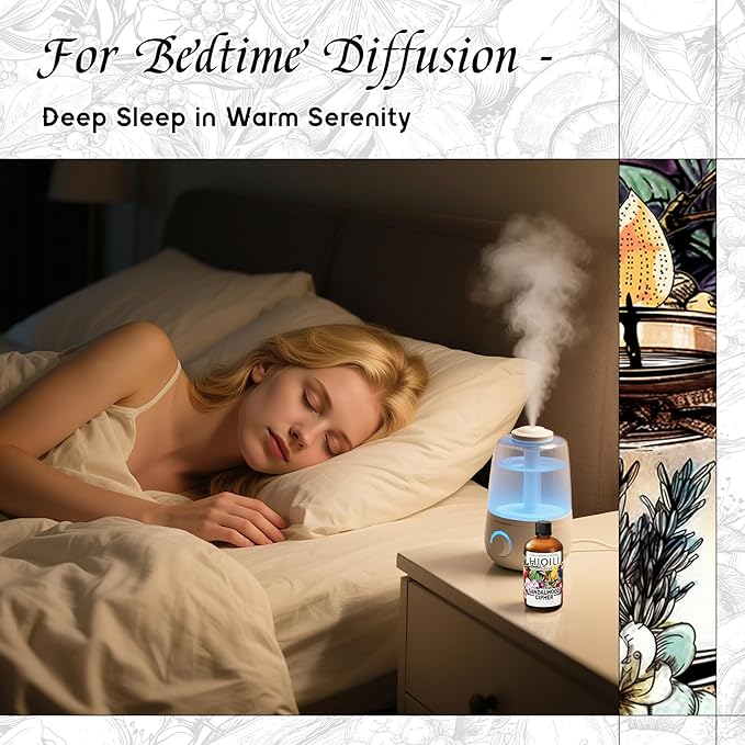 HIQILI Sandalwood Cipher Diffuser Oil, Ideal for Scent Diffuser, Car Air fresheners, Relaxing & Cozy, Long Lasting - 3.38 Fl Oz