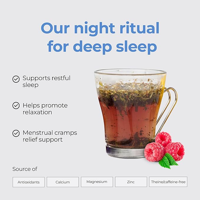 Michelle Peiret Sweet Dreams Sleep Tea Blend, Natural Bedtime Tea for Restful Nights, Raspberry Flavored, 15 Servings