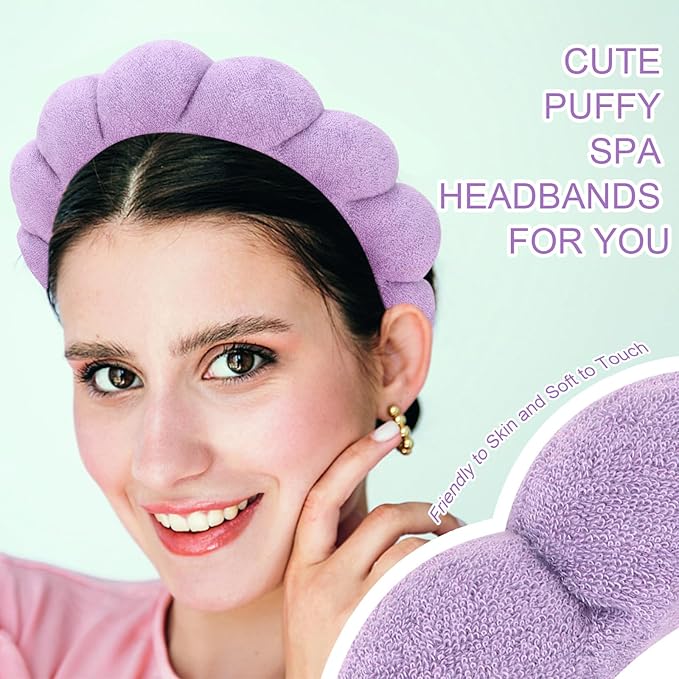 3 Pack Spa Headbands for Washing Face, Skincare, and Makeup, Terry Cloth Headbands Sponge Face Wash Headbands, One Size Fits Most, Unisex, 3 Count (Pack of 1)