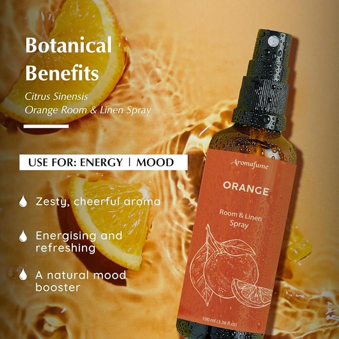 Orange Room, Linen & Pillow Spray by Aromafume | 100ml/3.38 fl oz | with Pure Orange Essential Oil | Aromatherapy Spray | Mist for Bedding, Fabrics