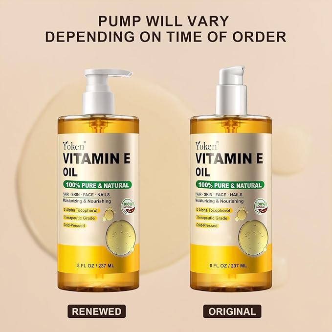 Vitamin E Oil 8 Fl Oz Organic Vitamin E oil for Skin Vitamine oils for Scars Hair,Face,Nail,Scalp Perfect Bath and Body Oil Cold Pressed Hexane Free Non-GMO Gluten Free Formula