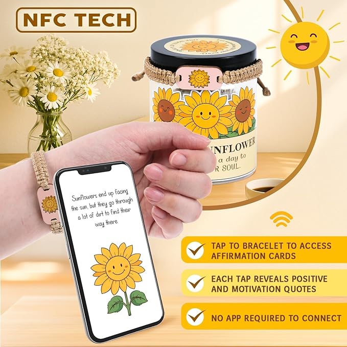 60 Positive Sunflower Cards Jar, Affirmation Cards For Women, Emotional Support Sunflower, Sunflower Gifts For Women, Mom, Sunflower Gifts, Sunflower Themed Gifts