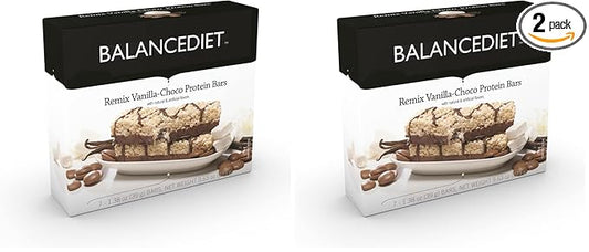 BalanceDiet™ | Protein Bar | 15g of Protein | Low Carb | 7 Bar Box (Remix Vanilla Chocolate) (Pack of 2)
