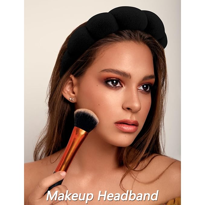 VELSCRUN 6 Pack Spa Headband, Makeup Headband, Face Wash Headbands, Skincare Headbands, Black Sponge Hair Band Bow Tie Spa Head Band for Washing Face Wristband Set Hair Accessories for Women Gifts