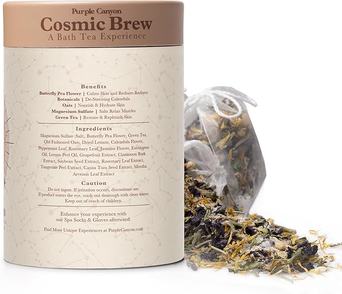 Solar Blend Bath Tea by Purple Canyon | 3 Reviving Bath Soaks with Eucalyptus, Peppermint, Calendula, and Dried Flowers | Self Care Gifts for Women