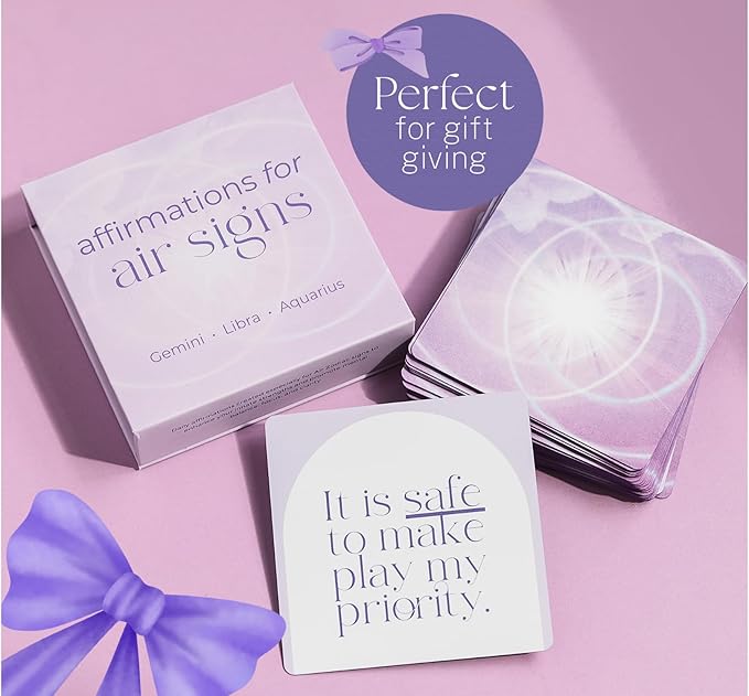 Affirmation Cards for Air Signs - Gifts for Gemini, Libra, Aquarius. Inspirational Card Set with 40 Daily Positive Affirmations, Spiritual Self Care, Zodiac Collection